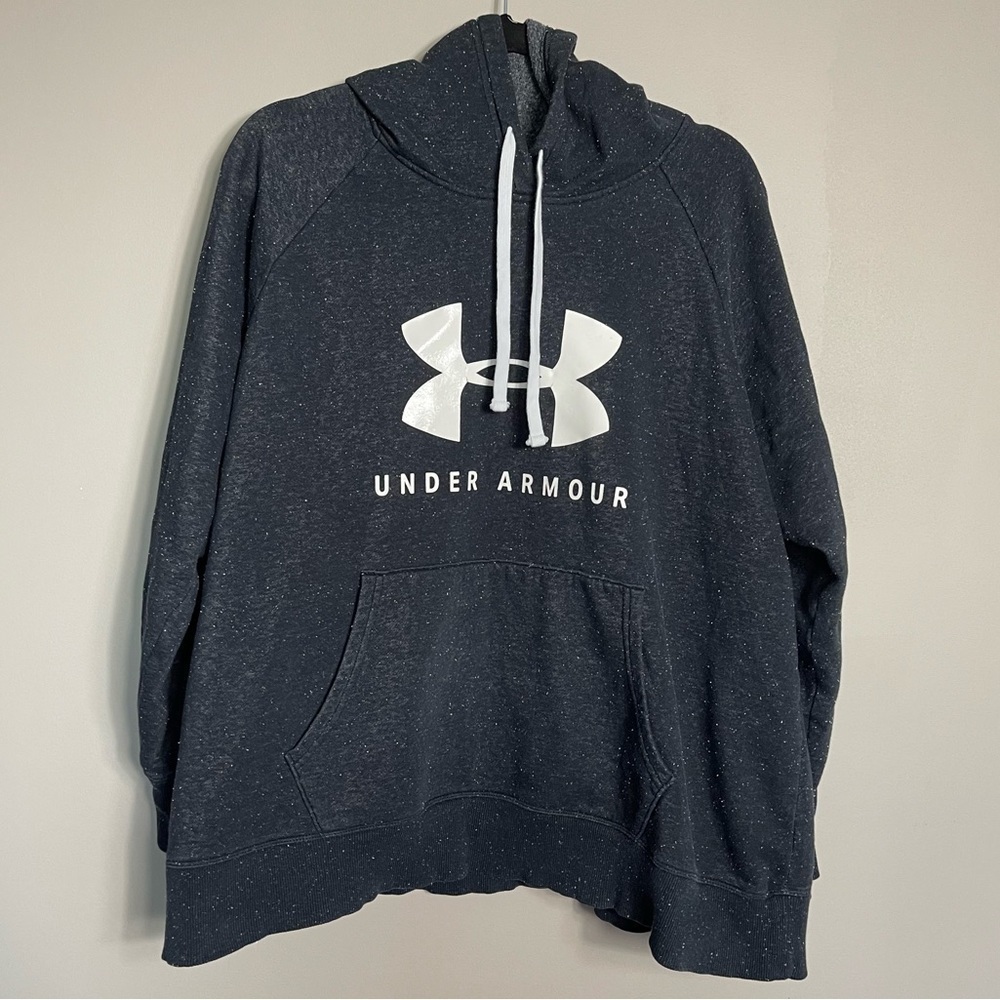 Under Armour Hoodie Size 1X Black White Speck Loose Fit Hooded Sweatshirt